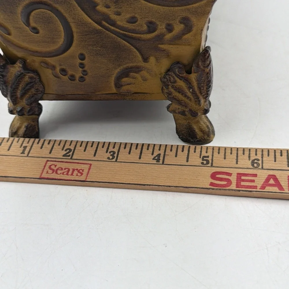 Vintage Ornate Tuscan Style Cachepot/Planter Mustard Gold Color French Style